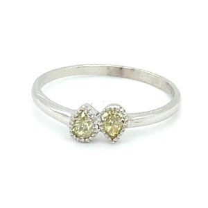 Yellow Diamonds .38ct Solid 14K White Gold Ring